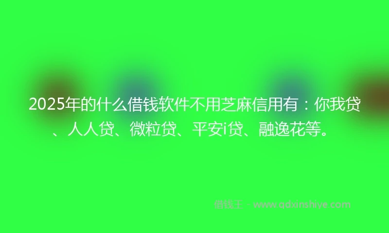 2025年的什么借钱软件不用芝麻信用有:你我贷、人人贷、微粒贷、平安i贷、融逸花等。