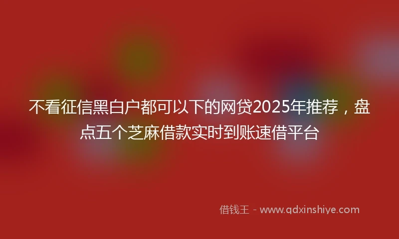 不看征信黑白户都可以下的网贷2025年推荐，盘点五个芝麻借款实时到账速借平台