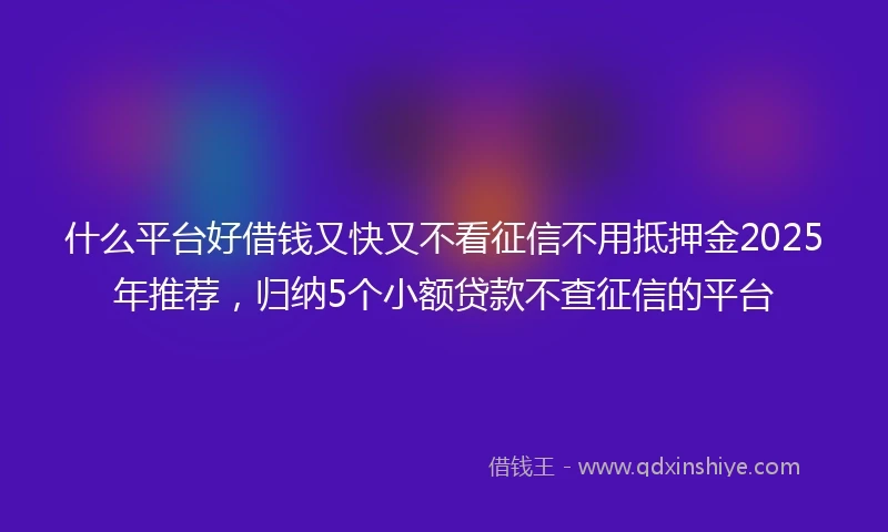 什么平台好借钱又快又不看征信不用抵押金2025年推荐，归纳5个小额贷款不查征信的平台