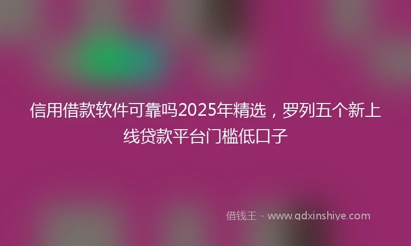 信用借款软件可靠吗2025年精选，罗列五个新上线贷款平台门槛低口子
