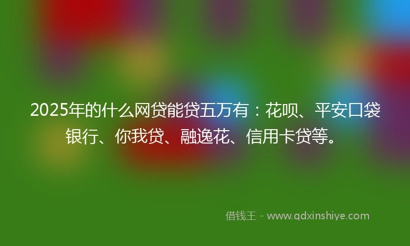 2025年的什么网贷能贷五万有：花呗、平安口袋银行、你我贷、融逸花、信用卡贷等。