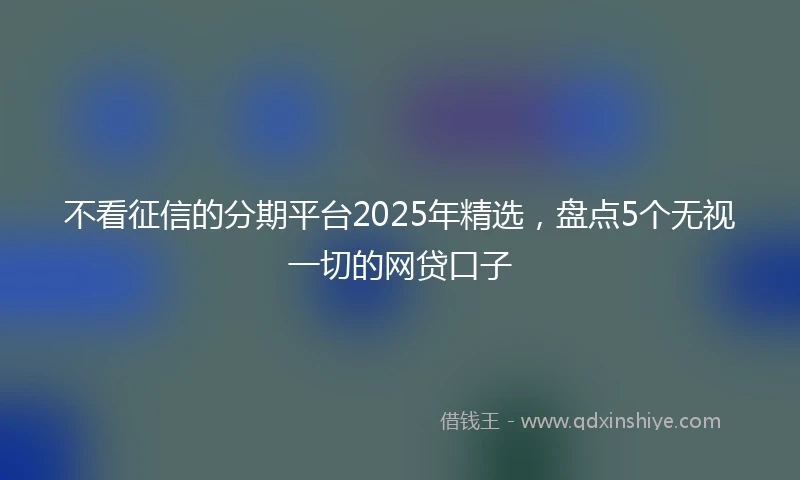 不看征信的分期平台2025年精选，盘点5个无视一切的网贷口子