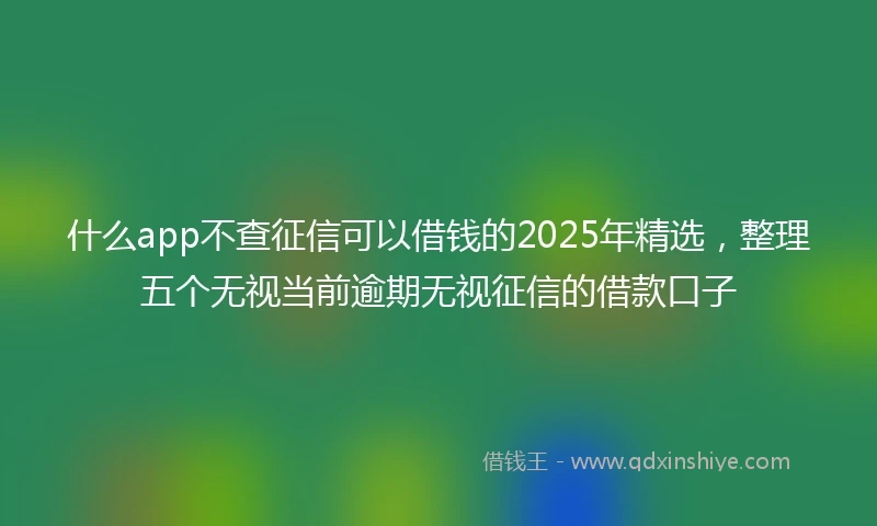 什么app不查征信可以借钱的2025年精选，整理五个无视当前逾期无视征信的借款口子