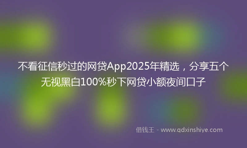 不看征信秒过的网贷App2025年精选，分享五个无视黑白100%秒下网贷小额夜间口子