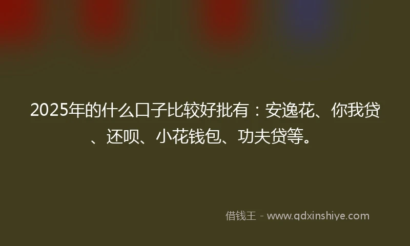 2025年的什么口子比较好批有：安逸花、你我贷、还呗、小花钱包、功夫贷等。
