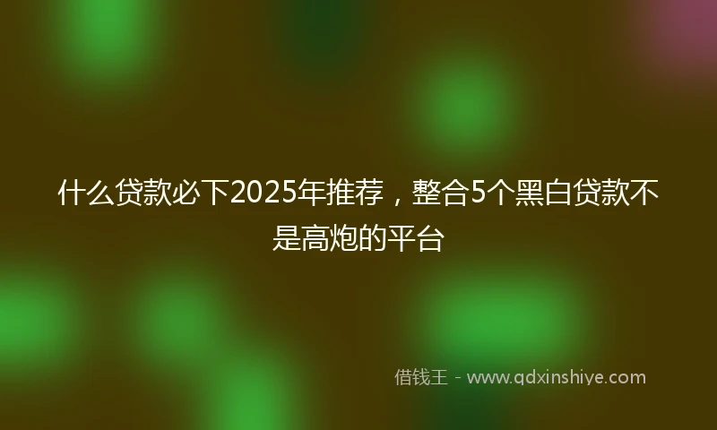 什么贷款必下2025年推荐，整合5个黑白贷款不是高炮的平台