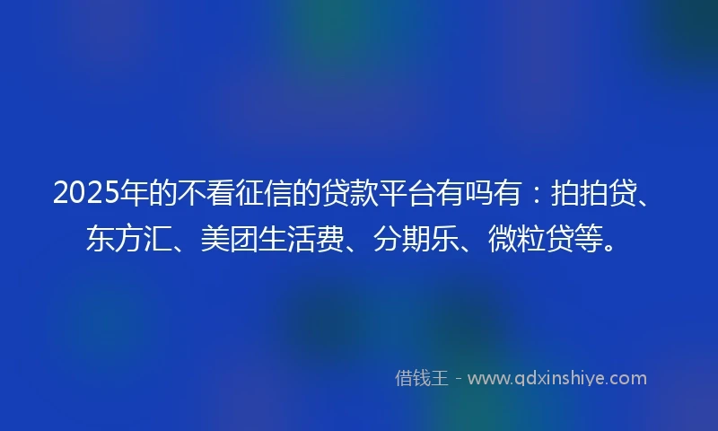 2025年的不看征信的贷款平台有吗有：拍拍贷、东方汇、美团生活费、分期乐、微粒贷等。