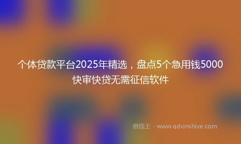 个体贷款平台2025年精选，盘点5个急用钱5000快审快贷无需征信软件