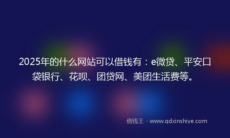 2025年的什么网站可以借钱有：e微贷、平安口袋银行、花呗、团贷网、美团生活费等。