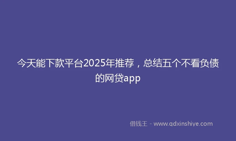 今天能下款平台2025年推荐,总结五个不看负债的网贷app