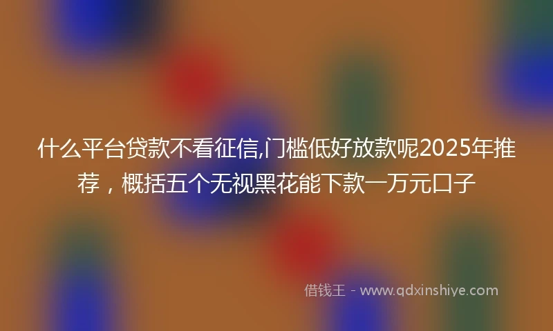 什么平台贷款不看征信,门槛低好放款呢2025年推荐，概括五个无视黑花能下款一万元口子