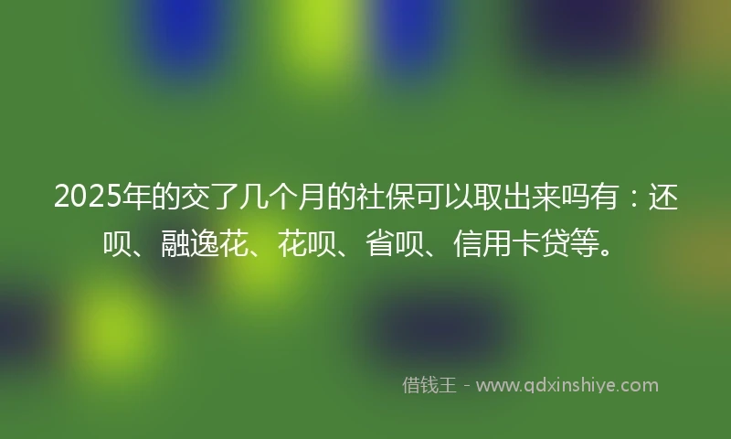 2025年的交了几个月的社保可以取出来吗有：还呗、融逸花、花呗、省呗、信用卡贷等。