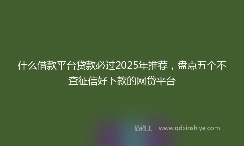 什么借款平台贷款必过2025年推荐，盘点五个不查征信好下款的网贷平台
