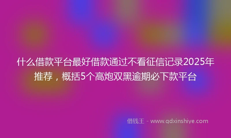 什么借款平台最好借款通过不看征信记录2025年推荐，概括5个高炮双黑逾期必下款平台
