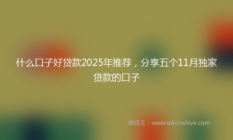 什么口子好贷款2025年推荐，分享五个11月独家贷款的口子