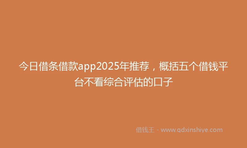 今日借条借款app2025年推荐，概括五个借钱平台不看综合评估的口子