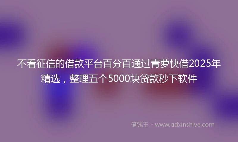 不看征信的借款平台百分百通过青萝快借2025年精选，整理五个5000块贷款秒下软件