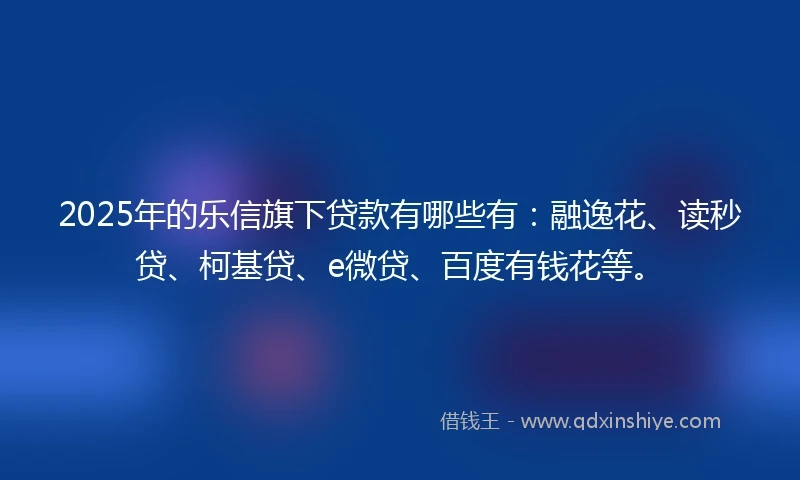 2025年的乐信旗下贷款有哪些有：融逸花、读秒贷、柯基贷、e微贷、百度有钱花等。