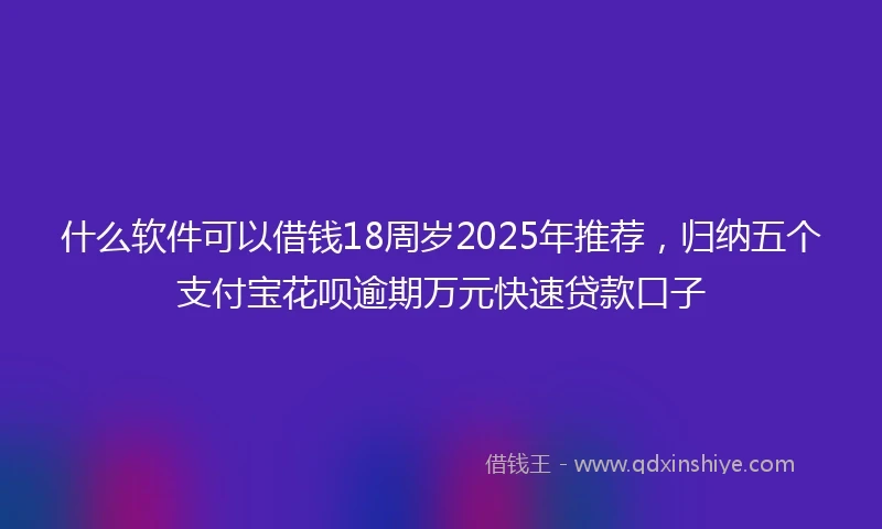 什么软件可以借钱18周岁2025年推荐，归纳五个支付宝花呗逾期万元快速贷款口子