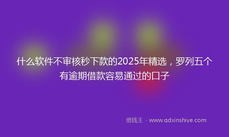 什么软件不审核秒下款的2025年精选，罗列五个有逾期借款容易通过的口子