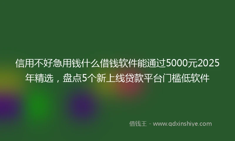 信用不好急用钱什么借钱软件能通过5000元2025年精选，盘点5个新上线贷款平台门槛低软件