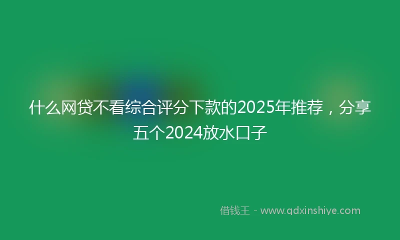 什么网贷不看综合评分下款的2025年推荐，分享五个2024放水口子