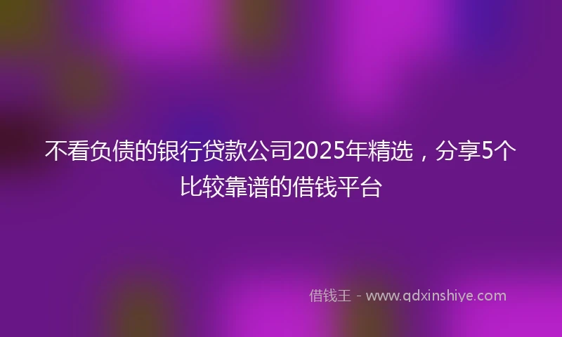 不看负债的银行贷款公司2025年精选，分享5个比较靠谱的借钱平台