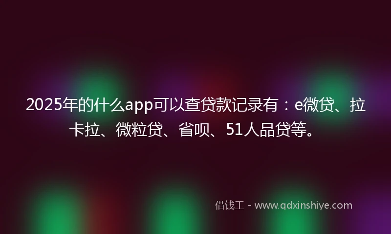 2025年的什么app可以查贷款记录有：e微贷、拉卡拉、微粒贷、省呗、51人品贷等。
