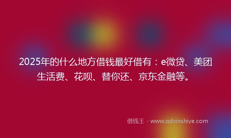 2025年的什么地方借钱最好借有：e微贷、美团生活费、花呗、替你还、京东金融等。