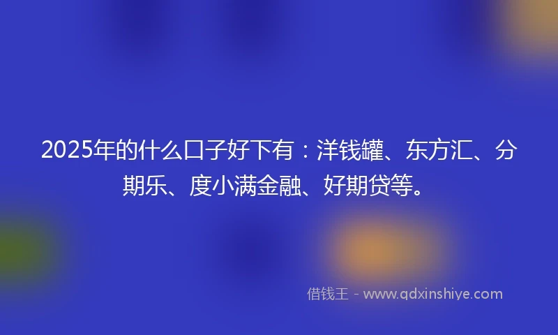 2025年的什么口子好下有：洋钱罐、东方汇、分期乐、度小满金融、好期贷等。