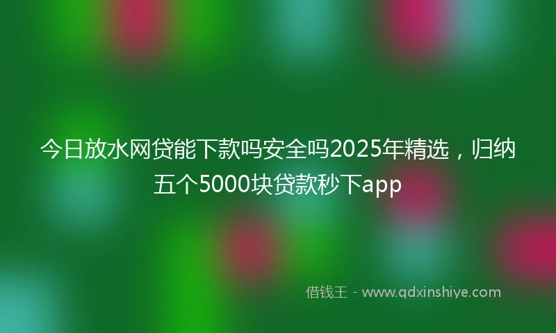 今日放水网贷能下款吗安全吗2025年精选，归纳五个5000块贷款秒下app