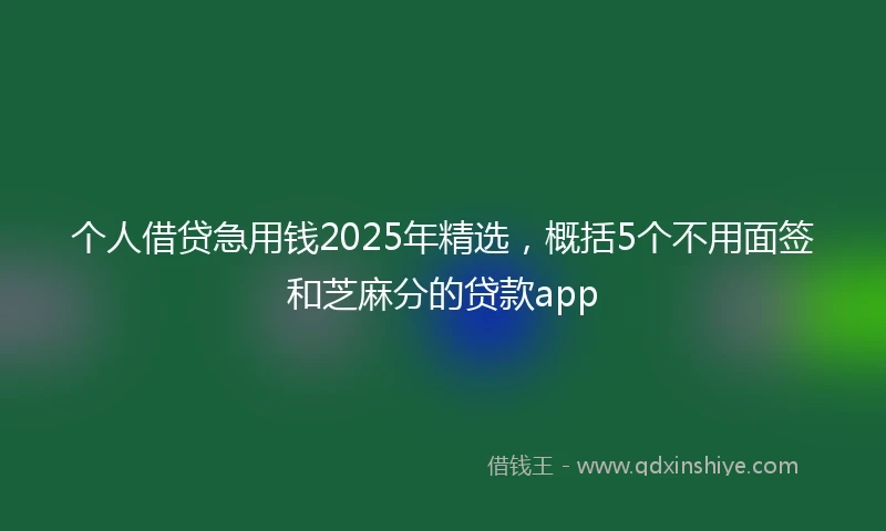 个人借贷急用钱2025年精选，概括5个不用面签和芝麻分的贷款app