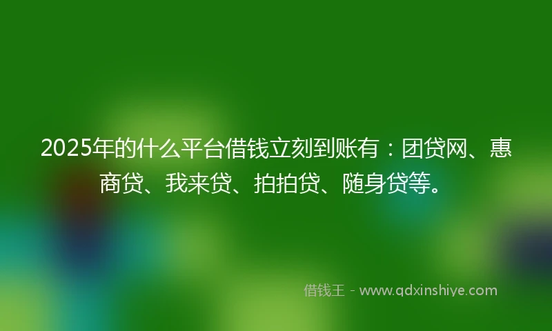 2025年的什么平台借钱立刻到账有：团贷网、惠商贷、我来贷、拍拍贷、随身贷等。
