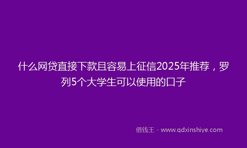 什么网贷直接下款且容易上征信2025年推荐，罗列5个大学生可以使用的口子