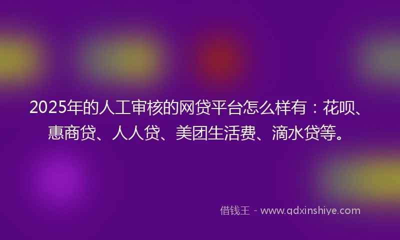 2025年的人工审核的网贷平台怎么样有：花呗、惠商贷、人人贷、美团生活费、滴水贷等。