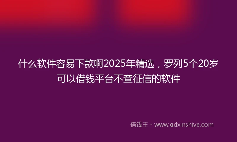 什么软件容易下款啊2025年精选，罗列5个20岁可以借钱平台不查征信的软件