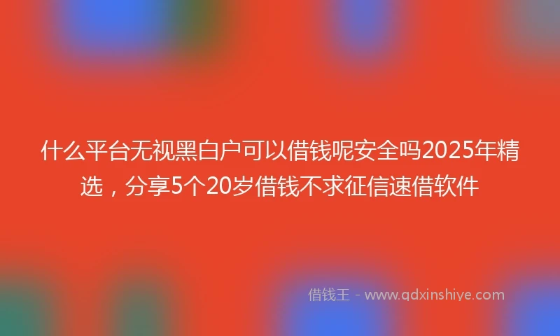 什么平台无视黑白户可以借钱呢安全吗2025年精选，分享5个20岁借钱不求征信速借软件