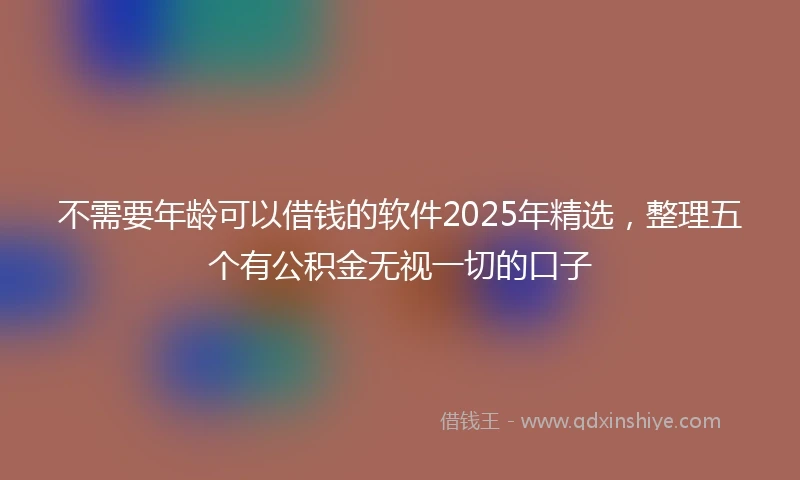 不需要年龄可以借钱的软件2025年精选，整理五个有公积金无视一切的口子