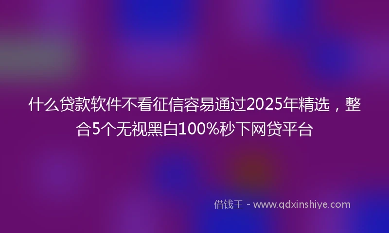 什么贷款软件不看征信容易通过2025年精选，整合5个无视黑白100%秒下网贷平台