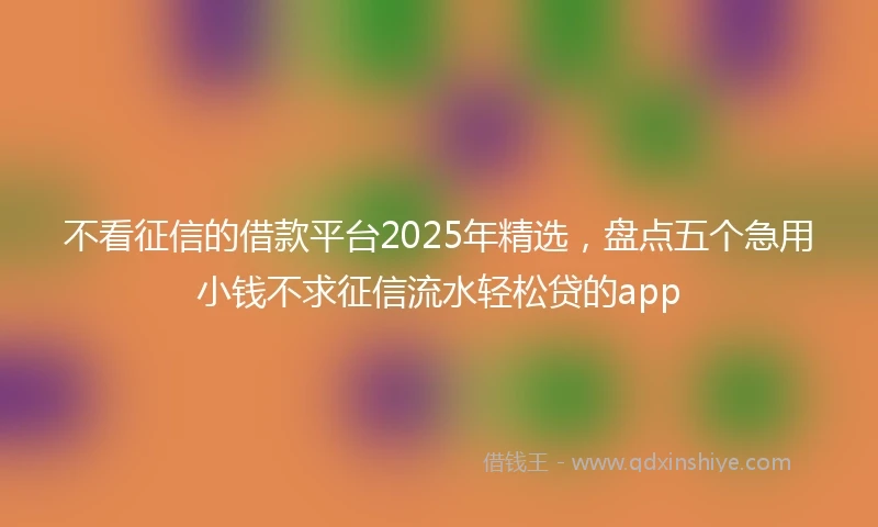 不看征信的借款平台2025年精选，盘点五个急用小钱不求征信流水轻松贷的app