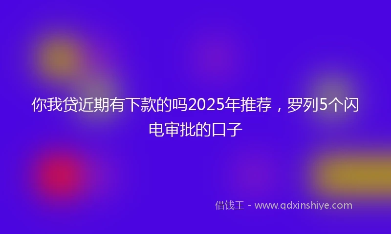 你我贷近期有下款的吗2025年推荐，罗列5个闪电审批的口子