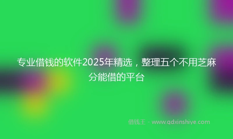 专业借钱的软件2025年精选，整理五个不用芝麻分能借的平台