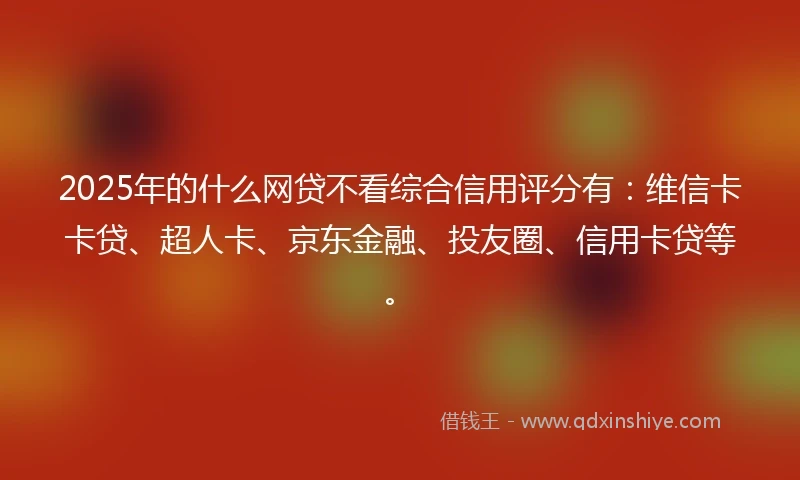 2025年的什么网贷不看综合信用评分有：维信卡卡贷、超人卡、京东金融、投友圈、信用卡贷等。