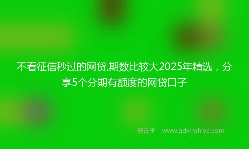 不看征信秒过的网贷,期数比较大2025年精选，分享5个分期有额度的网贷口子