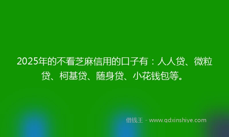 2025年的不看芝麻信用的口子有：人人贷、微粒贷、柯基贷、随身贷、小花钱包等。