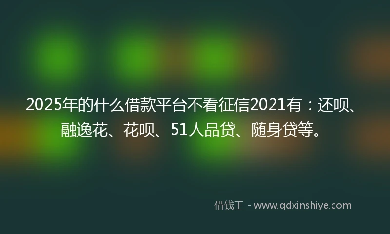 2025年的什么借款平台不看征信2021有：还呗、融逸花、花呗、51人品贷、随身贷等。