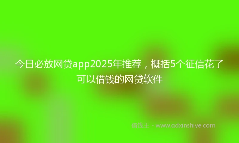 今日必放网贷app2025年推荐，概括5个征信花了可以借钱的网贷软件