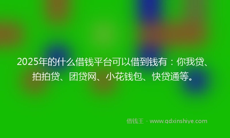 2025年的什么借钱平台可以借到钱有：你我贷、拍拍贷、团贷网、小花钱包、快贷通等。