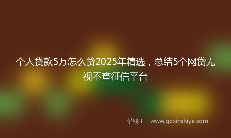 个人贷款5万怎么贷2025年精选，总结5个网贷无视不查征信平台