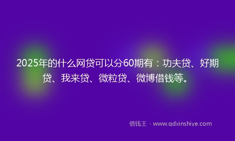 2025年的什么网贷可以分60期有：功夫贷、好期贷、我来贷、微粒贷、微博借钱等。